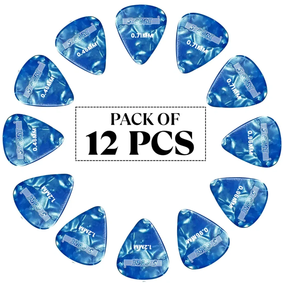 5 Core Guitar Picks 12 Piece Celluloid Light Medium Heavy Extra Heavy For Acoustic Electric Guitars view 6