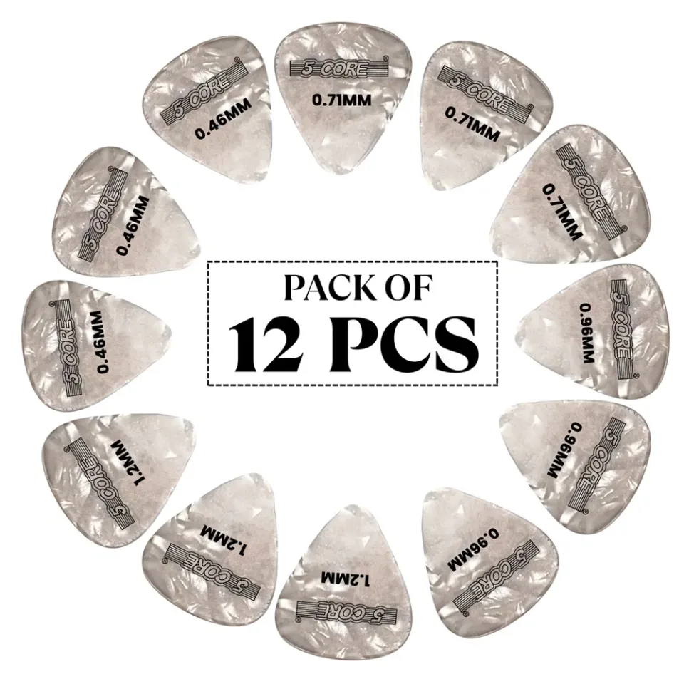 5 Core Guitar Picks 12 Piece Celluloid Light Medium Heavy Extra Heavy For Acoustic Electric Guitars view 5