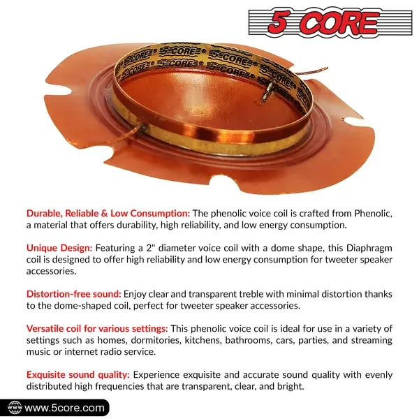 2 Inch Diaphragm Replacement 10 Pcs Phenolic Voice Coil 51mm & Kapton Former Diameter Horn view 3