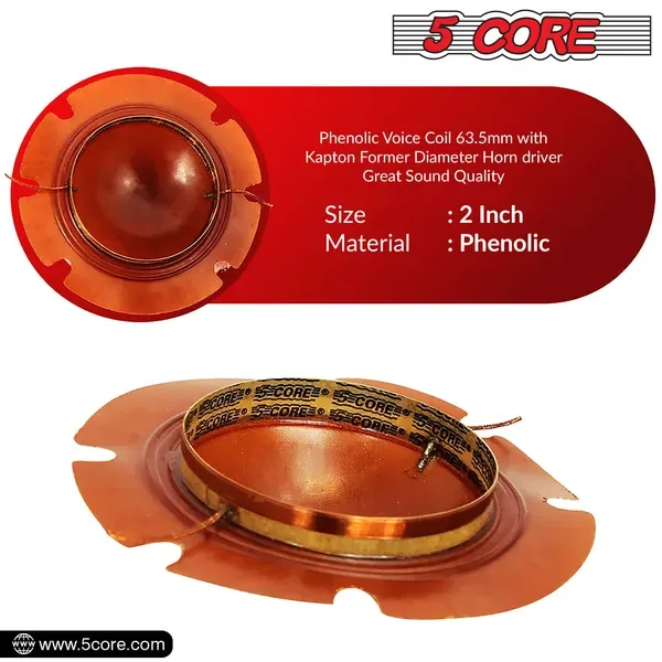 2 Inch Diaphragm Replacement 10 Pcs Phenolic Voice Coil 51mm & Kapton Former Diameter Horn view 6
