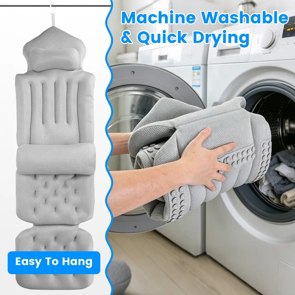 1 Pc Full Body Bath Pillow With Headrest Lumbar Support Quick-Drying Bathtub Cushion With Breathable 4D Honeycomb Mesh Cushion Nonslip view 3
