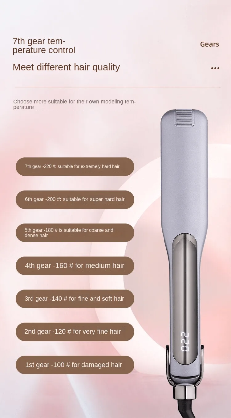 Ceramic Hair Straightener With Smart LCD Display,30s Fast Heat Up, 450F Adjustable Temperature, Ionic Frizz Control view 3