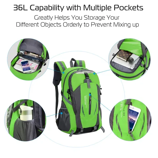 36L Outdoor Backpack Waterproof Daypack Travel Knapsack For Hiking Camping Picnic Travel School Spring Summer view 8