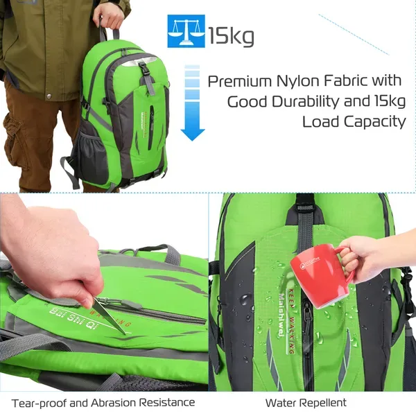 36L Outdoor Backpack Waterproof Daypack Travel Knapsack For Hiking Camping Picnic Travel School Spring Summer view 4