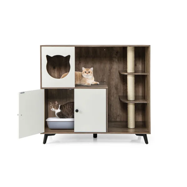 Cat Litter Box With Cat Scratching Post, Cat Apartment, Cat House, Locker