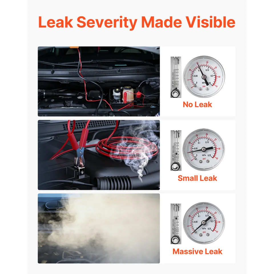 Automotive Smoke Machine Leak Detector, DC 12V EVAP Vacuum Diagnostic Tester With Built-in Air Pump, Pressure Gauge, Flow Meter, Oil Level view 2