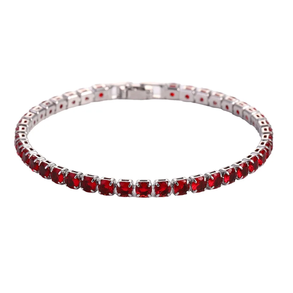 Sparkling Tennis Chain Bracelet, 14K Gold Plated Cubic Zirconia Wristband, Dainty Unisex Jewelry For Wedding, Party & Daily Wear view 1