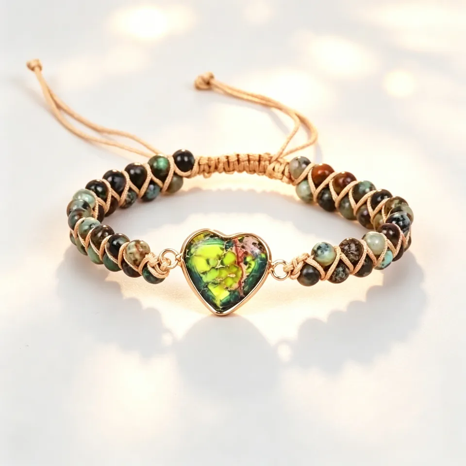 Heart-shaped Pendant Bracelet, Double-layer Beaded Woven Bracelet, Friendship And Couple Bracelet view 2