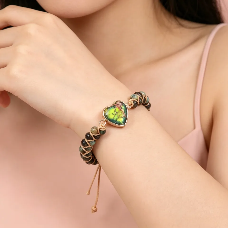 Heart-shaped Pendant Bracelet, Double-layer Beaded Woven Bracelet, Friendship And Couple Bracelet view 6