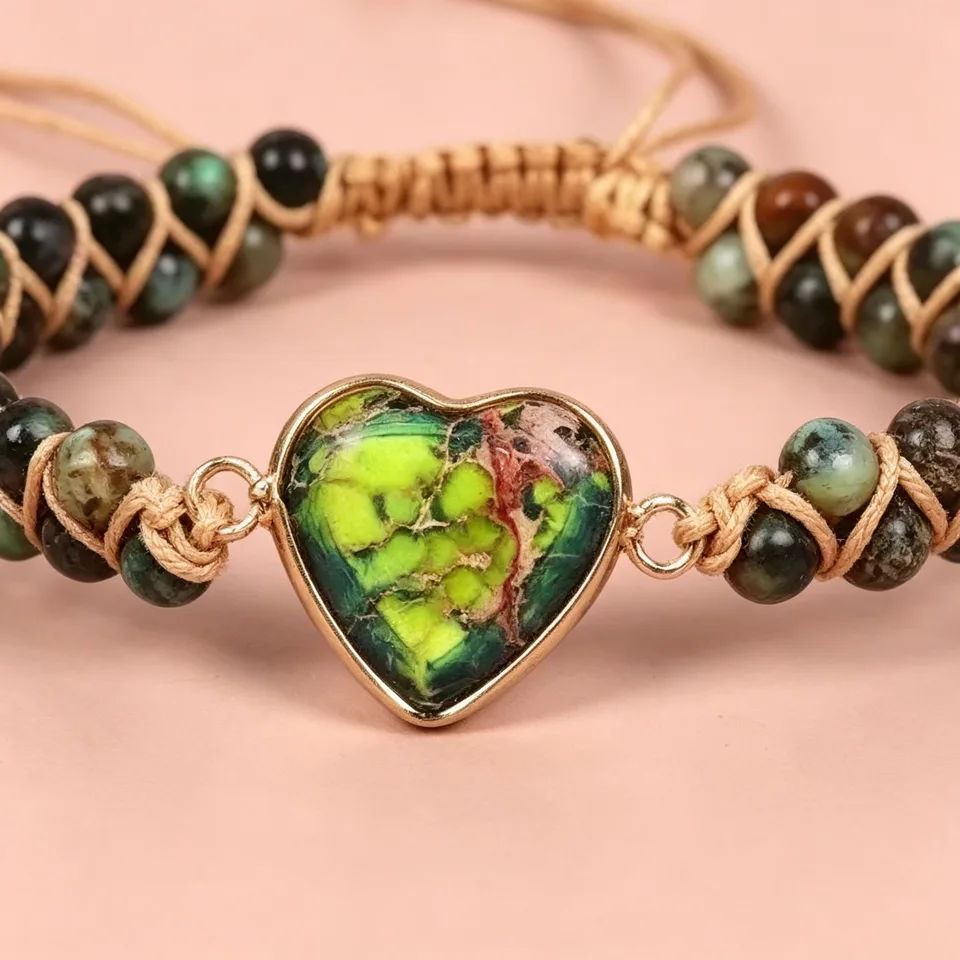 Heart-shaped Pendant Bracelet, Double-layer Beaded Woven Bracelet, Friendship And Couple Bracelet view 5