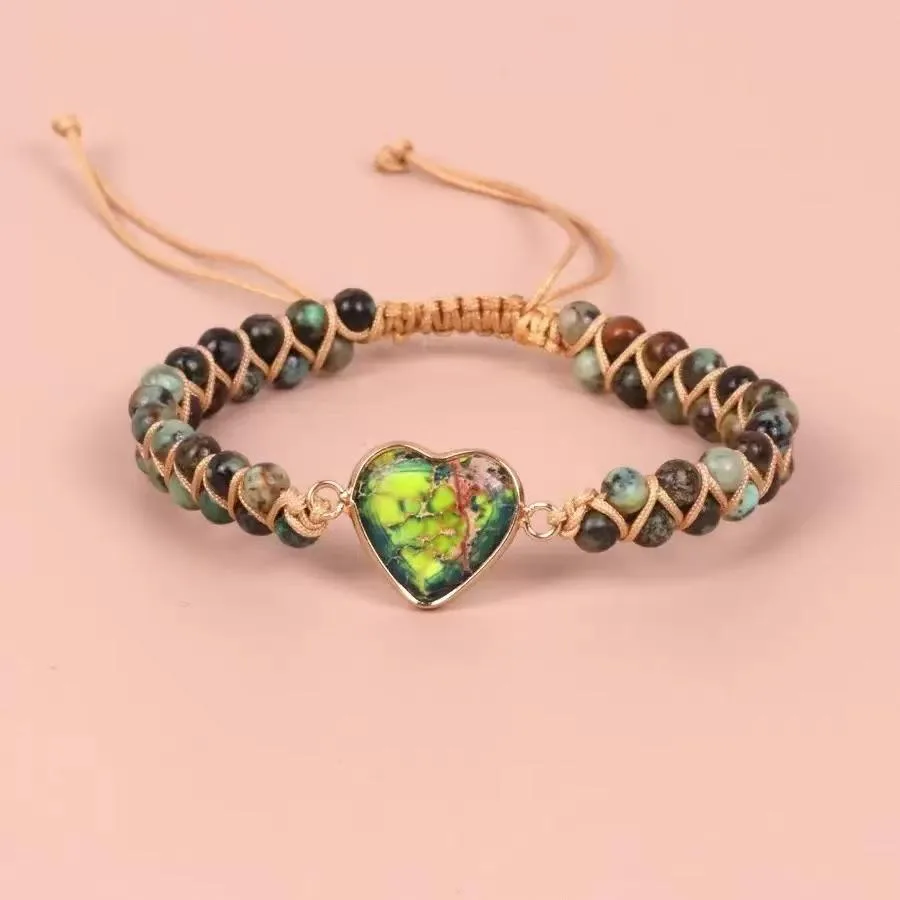 Heart-shaped Pendant Bracelet, Double-layer Beaded Woven Bracelet, Friendship And Couple Bracelet view 1