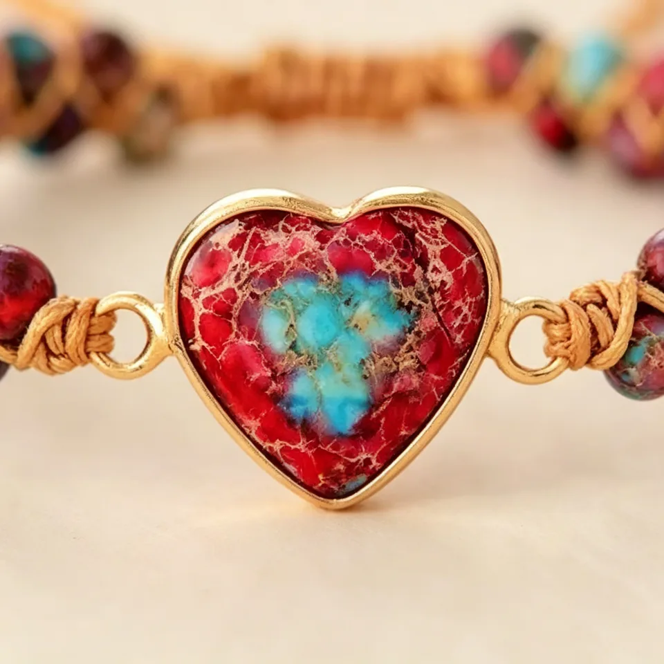 Ansicht 2 von Hand-woven Natural Stone Imperial Heart Bracelet, Adjustable
