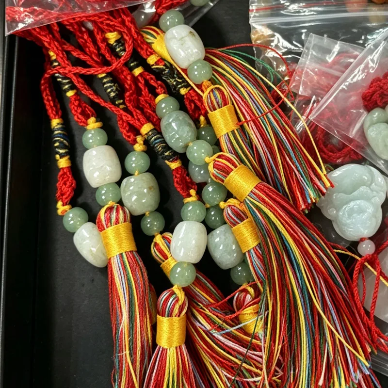 Knot Tassel Pendant For Phone Case, Mini Mala Tassels With Hanging Loop, Jade Beads And Charms view 5
