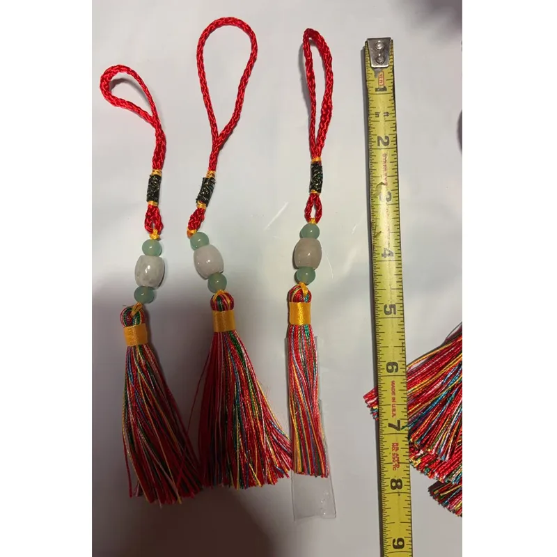Knot Tassel Pendant For Phone Case, Mini Mala Tassels With Hanging Loop, Jade Beads And Charms view 4
