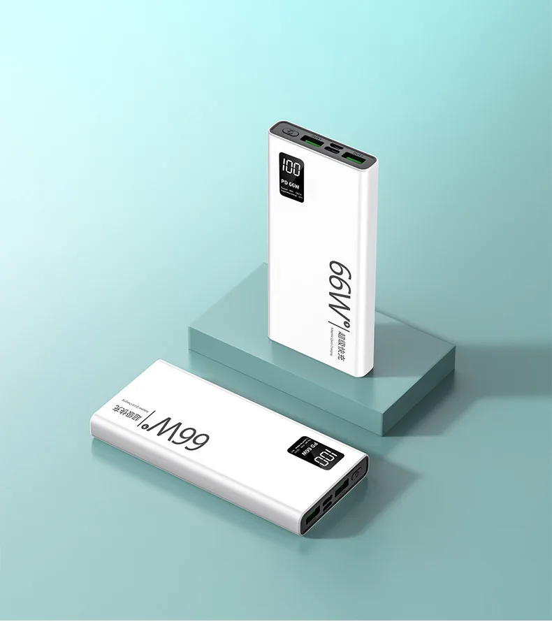 PD66W Fast Charge 30000m Ah Power Bank LED Display Outdoor Charger White view 1