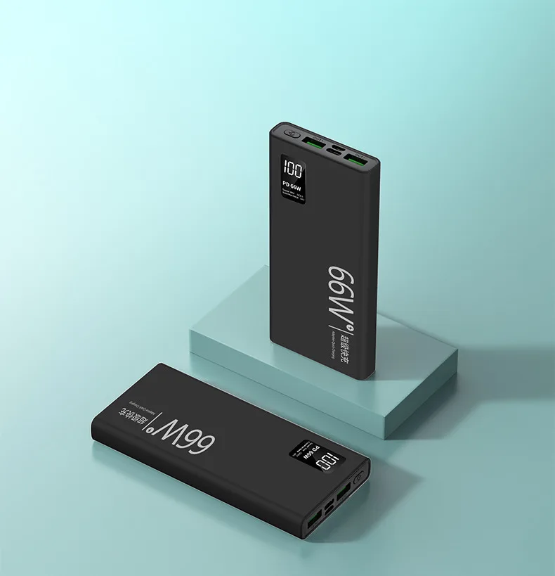 PD66W Fast Charge 30000m Ah Power Bank LED Display Outdoor Charger Black view 1
