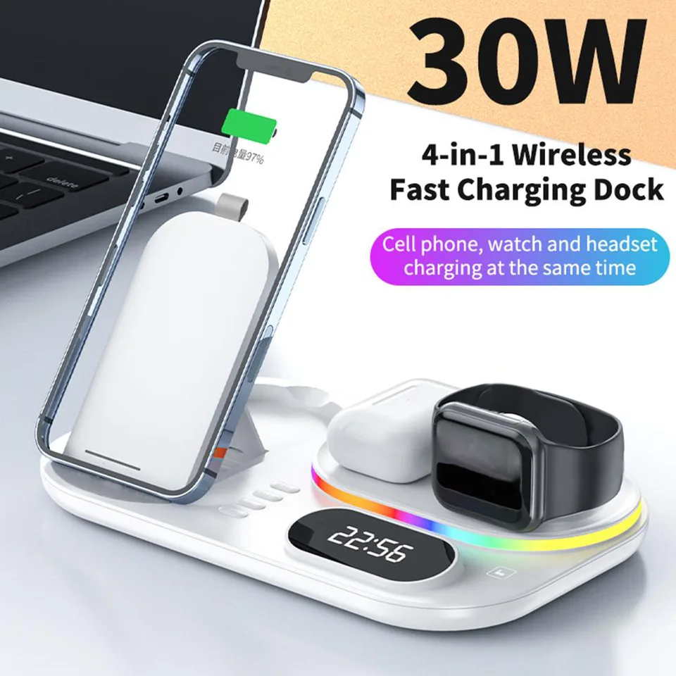 Wireless Charging Station 4 In1 Fast Charging Station Wireless Charger Stand Compatible For IPhone 13 12 3 2 Pro IWatch 7 6 5 SE 4 3 2 1 For view 2