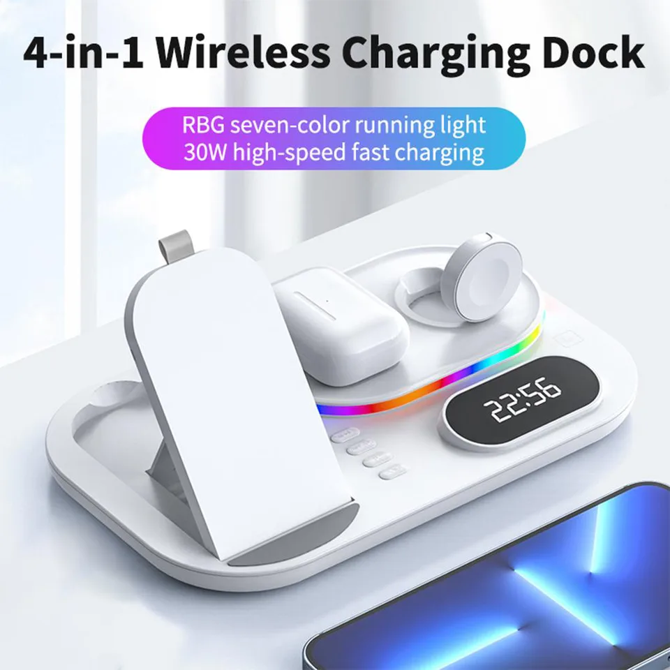 Wireless Charging Station 4 In1 Fast Charging Station Wireless Charger Stand Compatible For IPhone 13 12 3 2 Pro IWatch 7 6 5 SE 4 3 2 1 For view 3