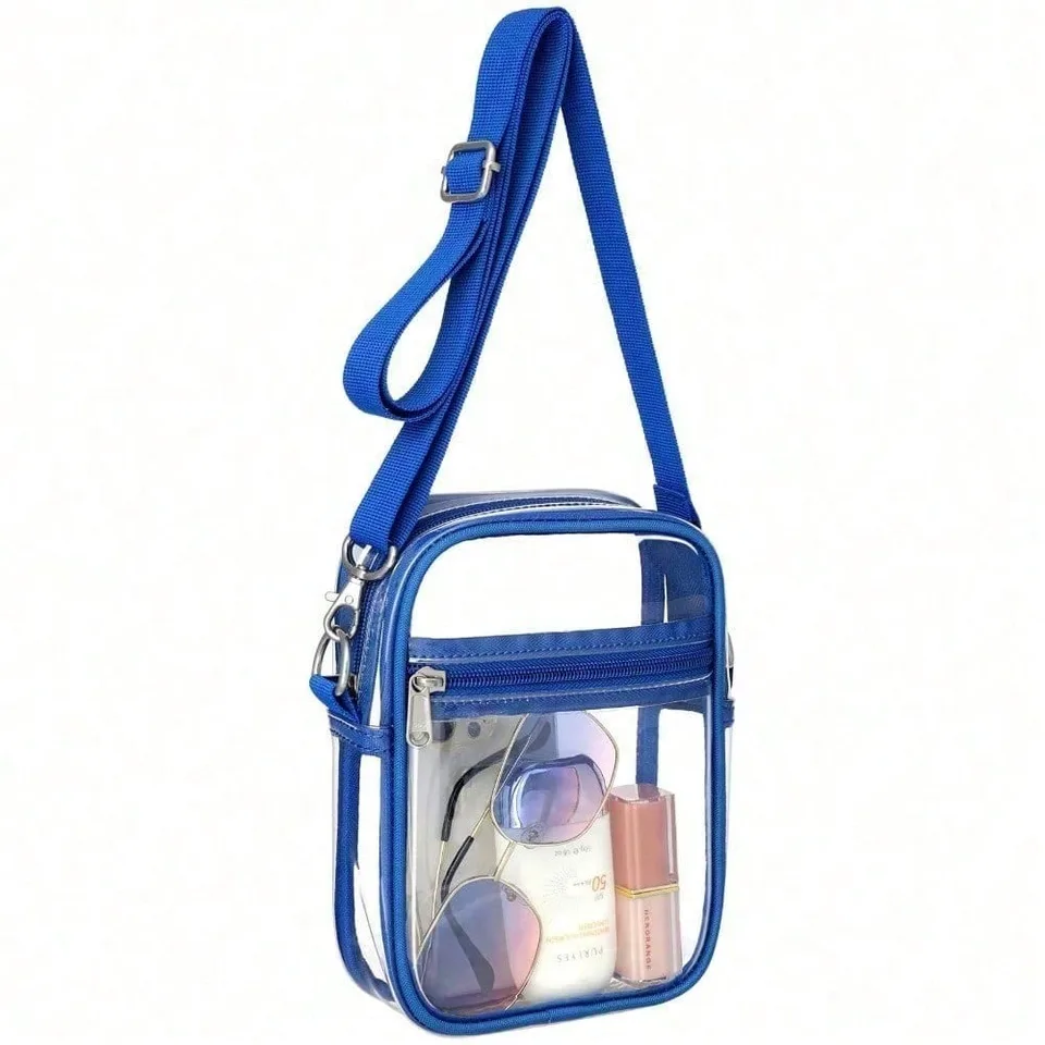 Clear Purse Stadium Transparent Messenger Bag Stadium Approved For Men And Women Clear Cross Body Bag, Clear Bag, Purse, Black Purse view 1
