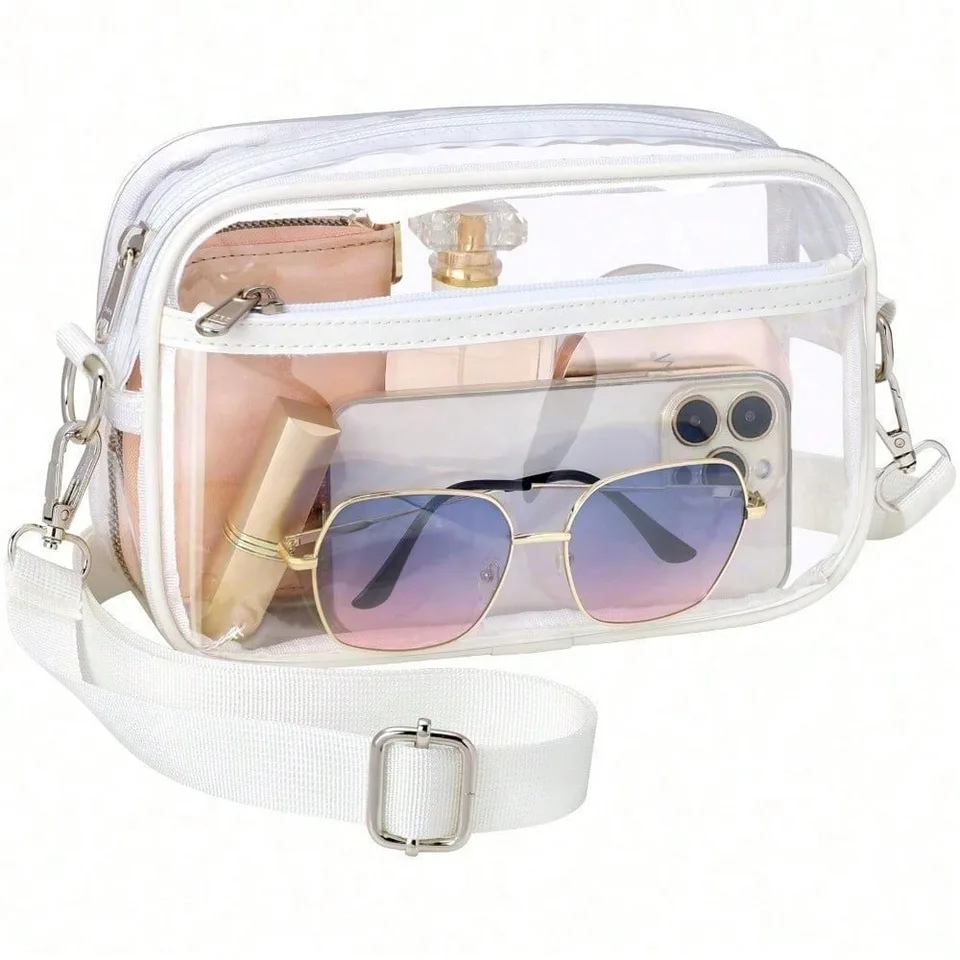 Clear Purse Stadium Transparent Messenger Bag Stadium Approved For Men And Women Clear Cross Body Bag, Clear Bag, Purse, Black Purse view 6