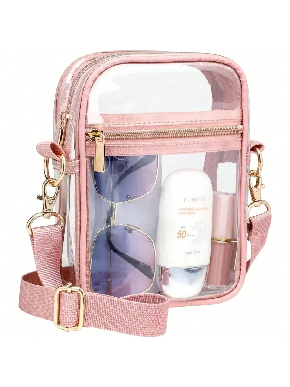 Clear Purse Stadium Transparent Messenger Bag Stadium Approved For Men And Women Clear Cross Body Bag, Clear Bag, Purse, Black Purse view 12