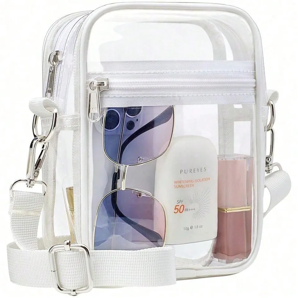 Clear Purse Stadium Transparent Messenger Bag Stadium Approved For Men And Women Clear Cross Body Bag, Clear Bag, Purse, Black Purse view 11