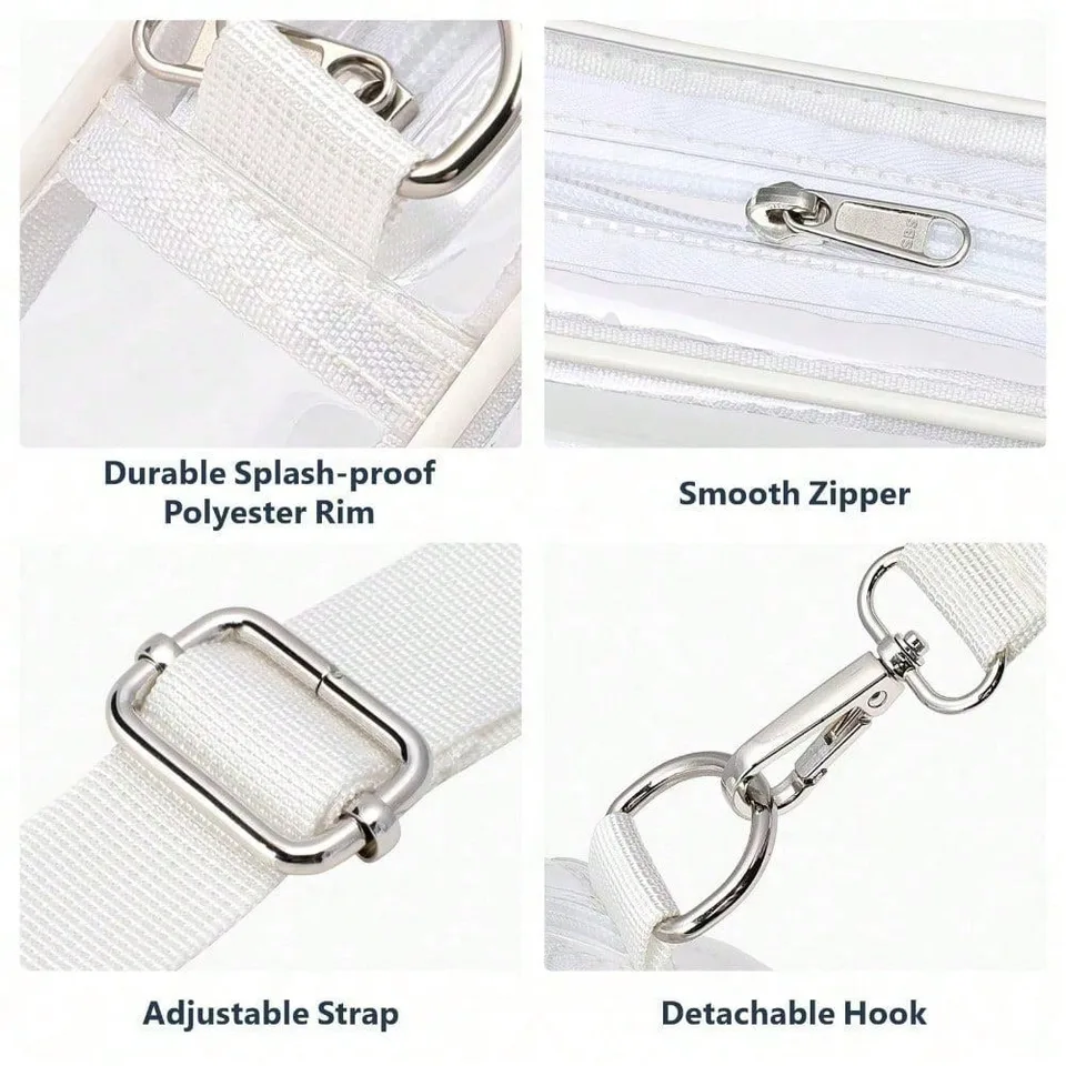 Clear Purse Stadium Transparent Messenger Bag Stadium Approved For Men And Women Clear Cross Body Bag, Clear Bag, Purse, Black Purse view 9