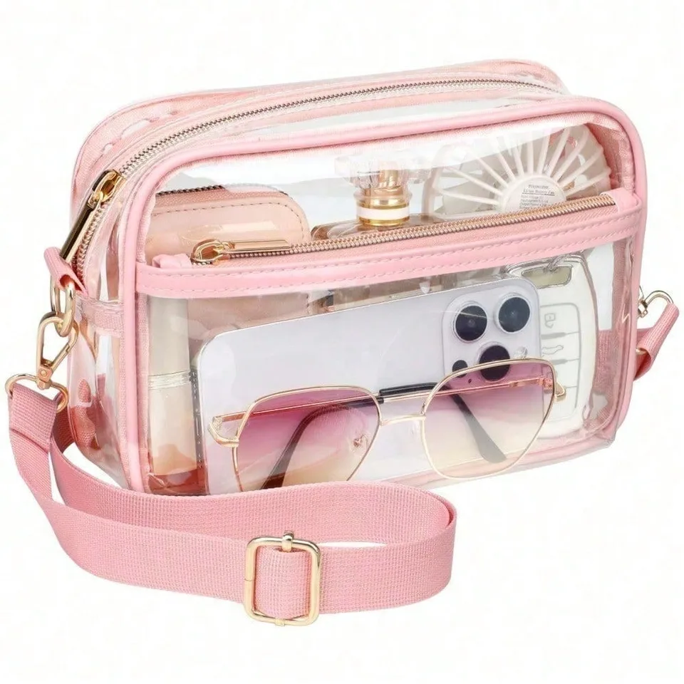 Clear Purse Stadium Transparent Messenger Bag Stadium Approved For Men And Women Clear Cross Body Bag, Clear Bag, Purse, Black Purse view 10