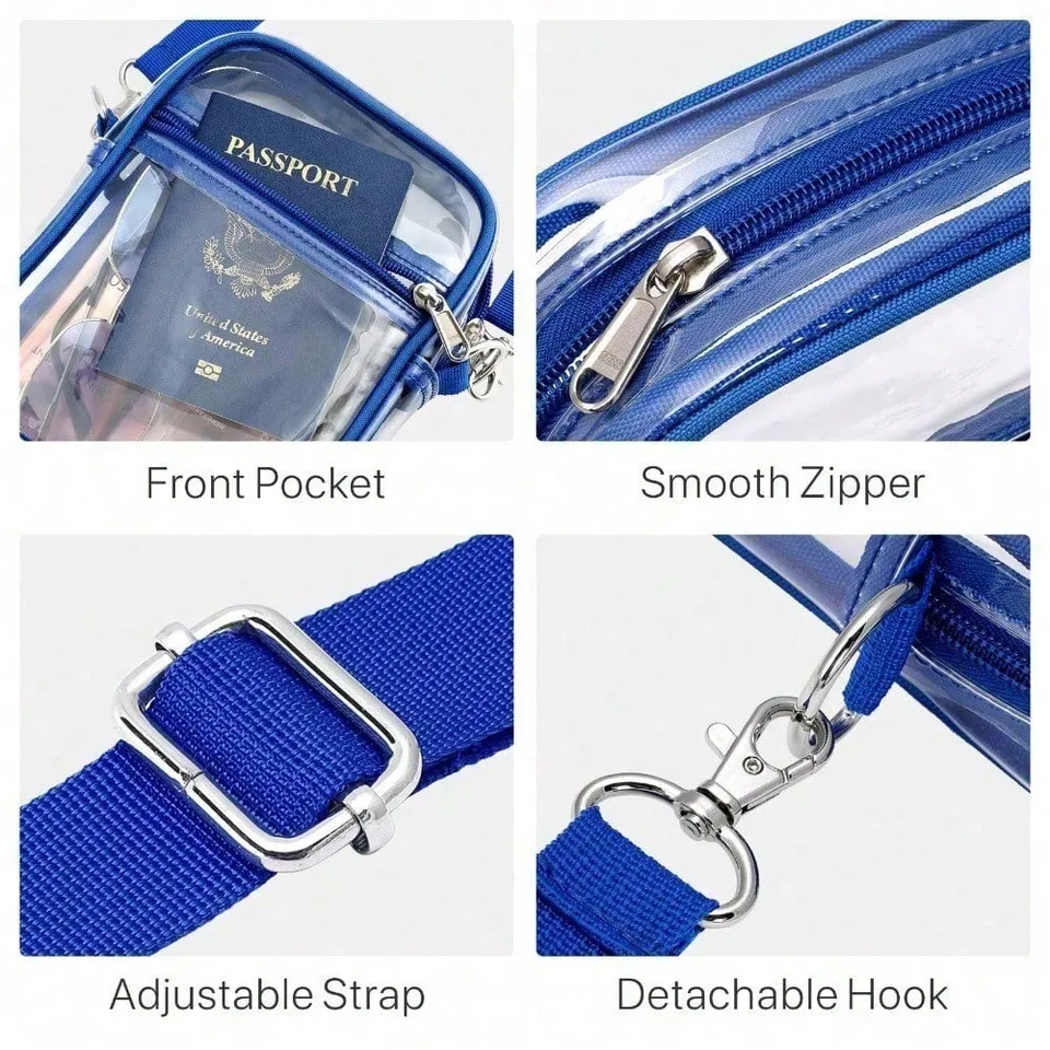 Clear Purse Stadium Transparent Messenger Bag Stadium Approved For Men And Women Clear Cross Body Bag, Clear Bag, Purse, Black Purse view 4