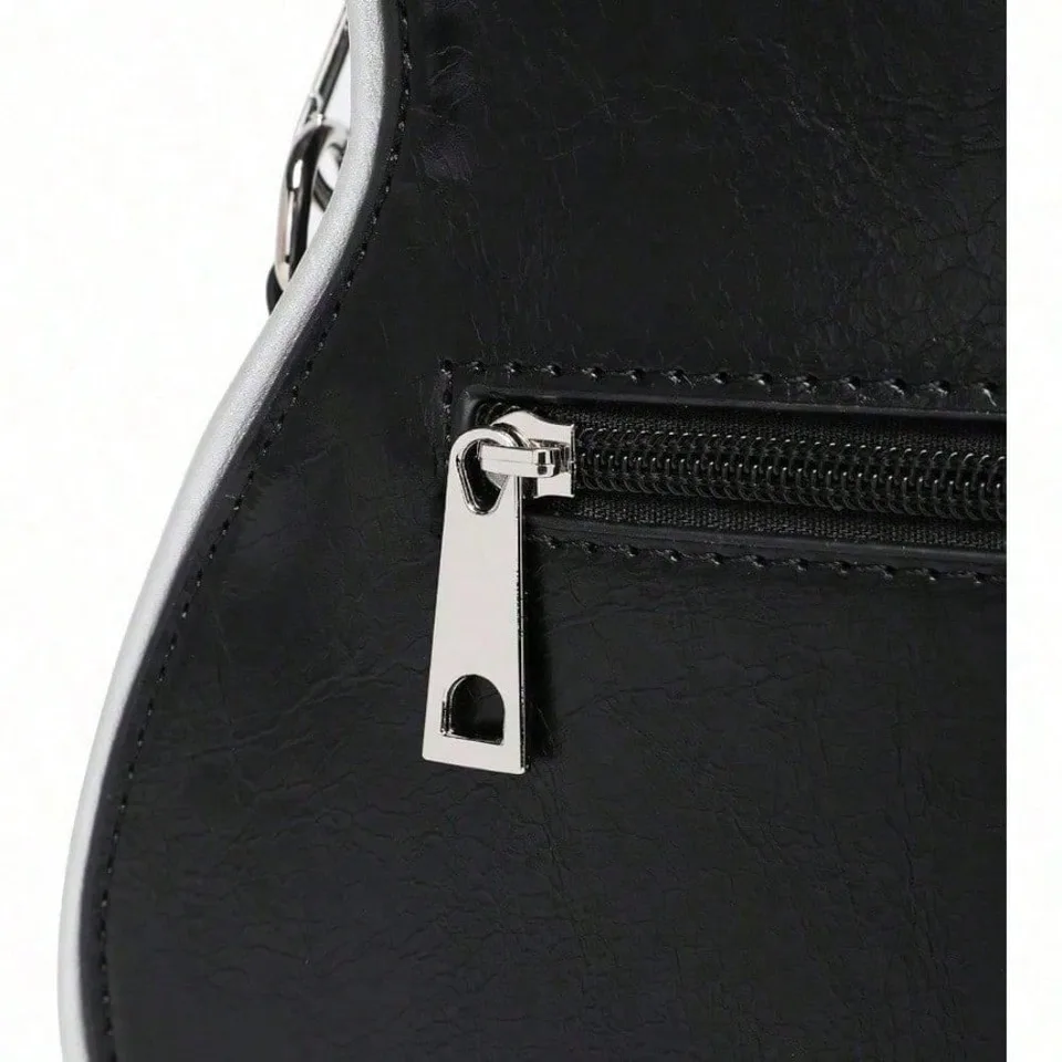 Romantic Gifts Personality Novelty Guitar Shaped Crossbody Bag Style Rivets Decor Shoulder Handbag For Women. Tote Bags For Women, Black view 7