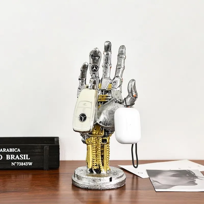Creative Mechanical Hand Staue, Gaming Controller Holder Stand, Headphone Holder, Necklace Holder, Robot Hand Sculpture, Hand Crafts view 5