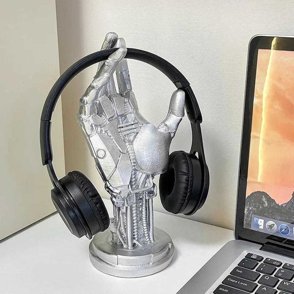 Creative Mechanical Hand Staue, Gaming Controller Holder Stand, Headphone Holder, Necklace Holder, Robot Hand Sculpture, Hand Crafts view 8