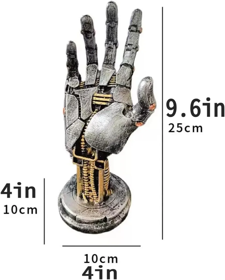 Creative Mechanical Hand Staue, Gaming Controller Holder Stand, Headphone Holder, Necklace Holder, Robot Hand Sculpture, Hand Crafts view 2