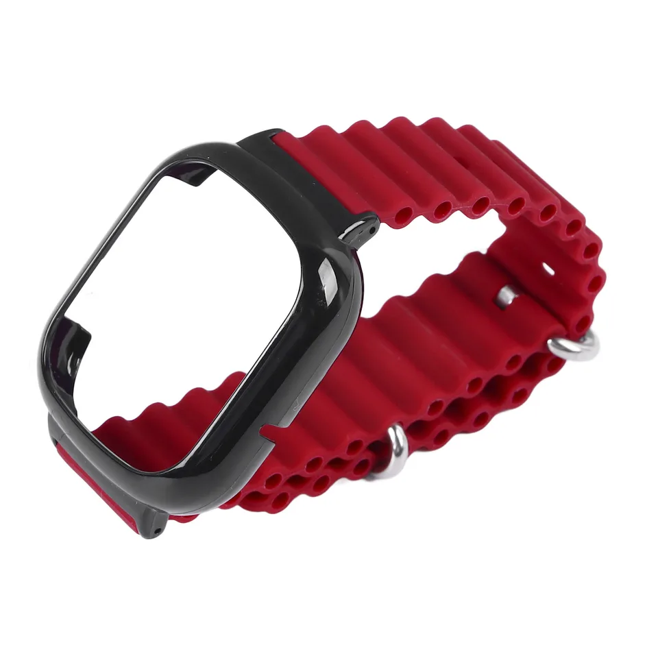 Watch Silicone Strap With Built In PC Case Fashionable Adjustable Wristband For Honor 4 Wine Red view 4