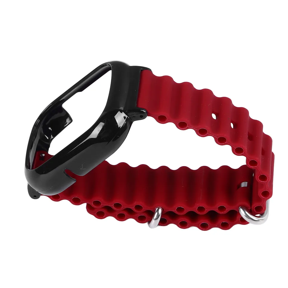 Watch Silicone Strap With Built In PC Case Fashionable Adjustable Wristband For Honor 4 Wine Red view 1