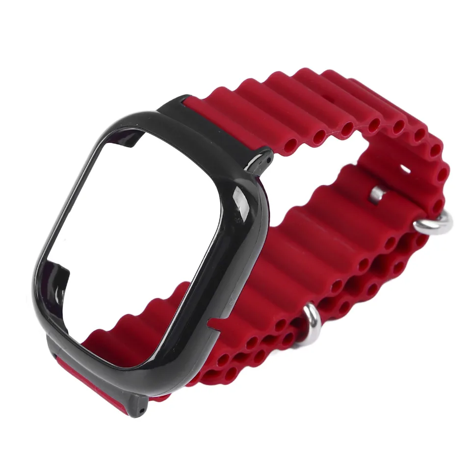 Watch Silicone Strap With Built In PC Case Fashionable Adjustable Wristband For Honor 4 Wine Red view 3