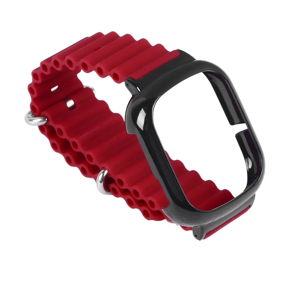 Watch Silicone Strap With Built In PC Case Fashionable Adjustable Wristband For Honor 4 Wine Red view 2