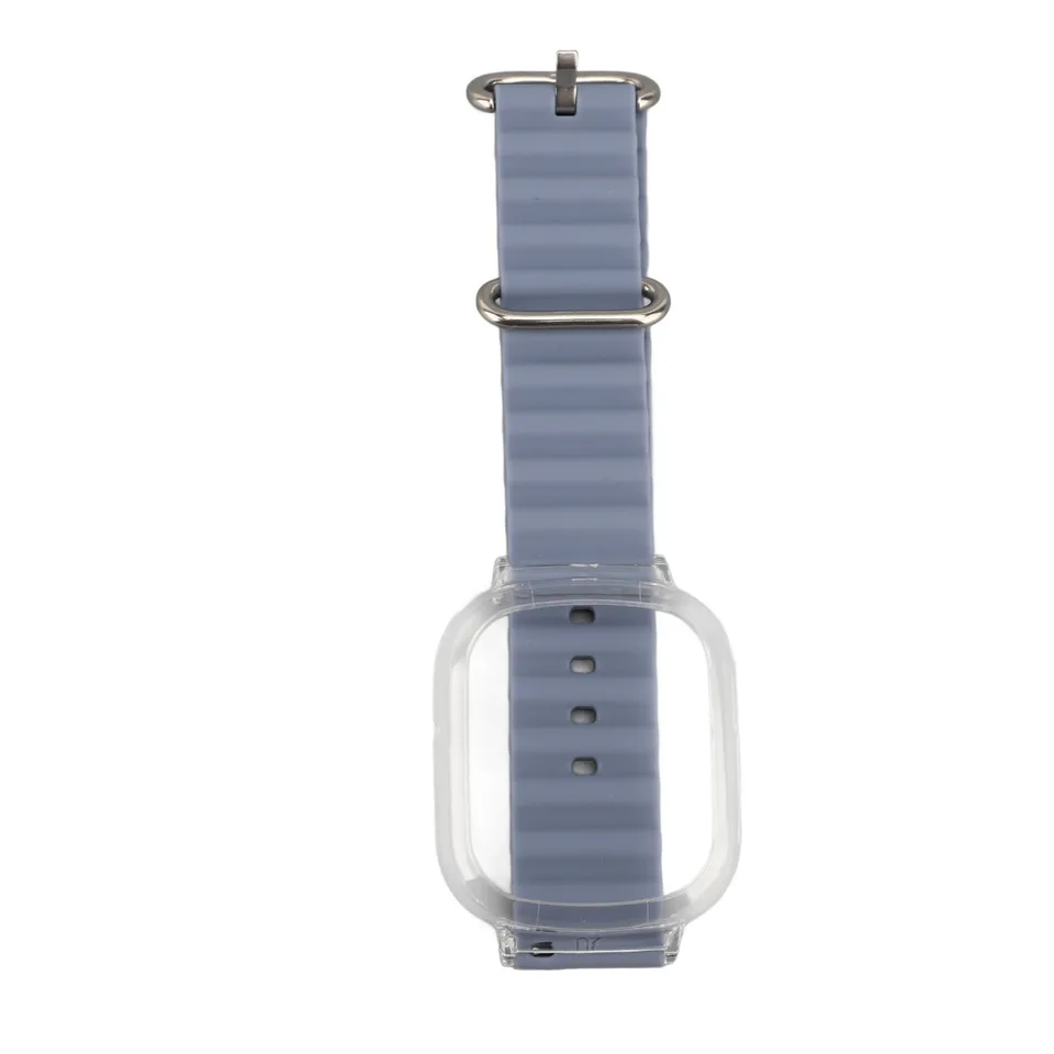 Silicone Replacement Wristband For Watch 4 With Transparent PC Frame Soft Adjustable Quick Release Smart Watch Strap Lavender Purple view 5