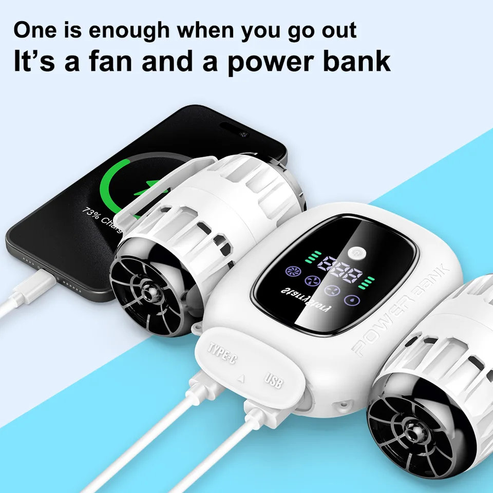 6-in-1 Multi-Function Fan,Portable Fan, Turbo Fan, Detachable, Multiple Wearing Methods, LCD Screen, Rechargeable view 3