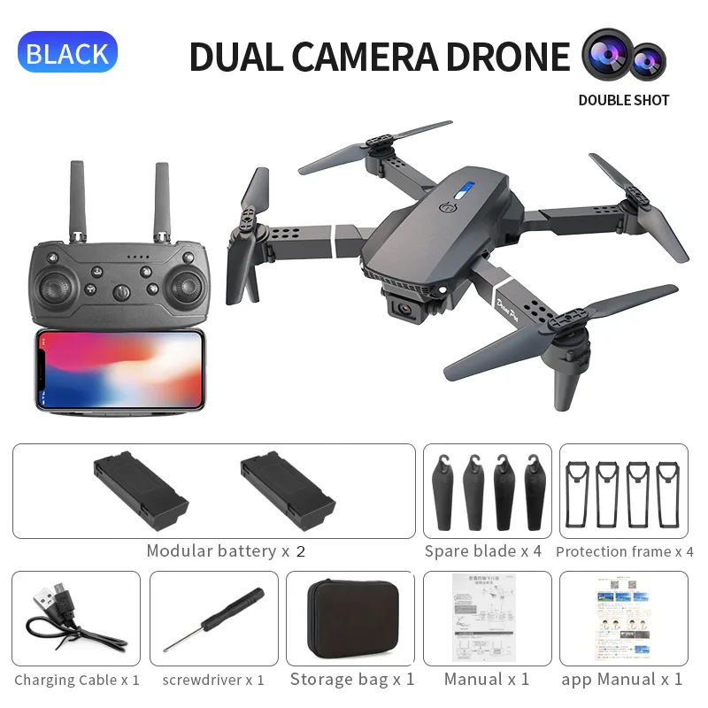 E88 Pro Dual Camera Dual Electric Drone view 1