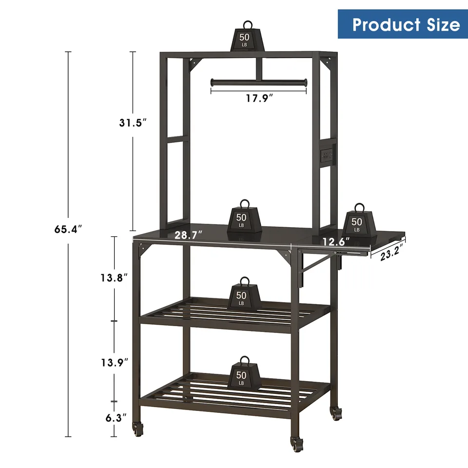 3D Printer Stand, Heavy Duty 3D Printer Table Stand With Filament Storage Rack, T-Shaped Spools Holder Rack With Wheels,3D Printer Workbench view 5