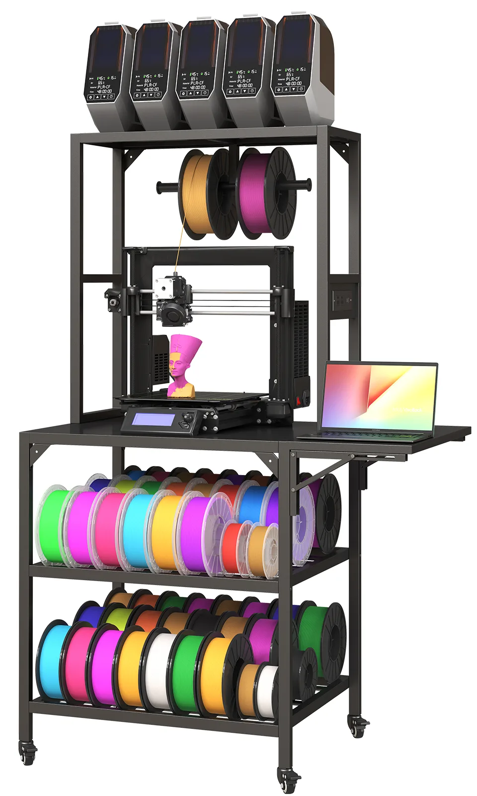 3D Printer Stand, Heavy Duty 3D Printer Table Stand With Filament Storage Rack, T-Shaped Spools Holder Rack With Wheels,3D Printer Workbench view 3