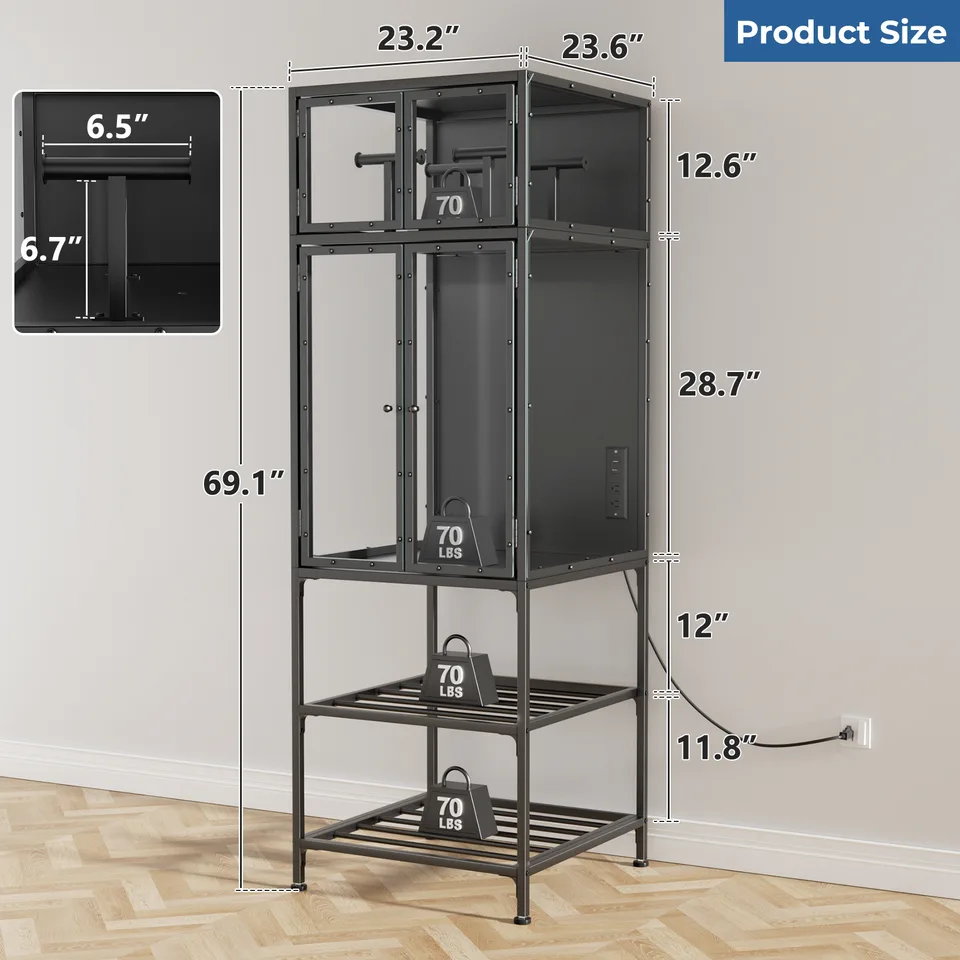 3D Printer Cabinet With Double Layer 3D Printer Filament Storage Rack, T-Shaped Filament Bar & Noise-Reducing, Dust-Proof Design, Suitable view 5