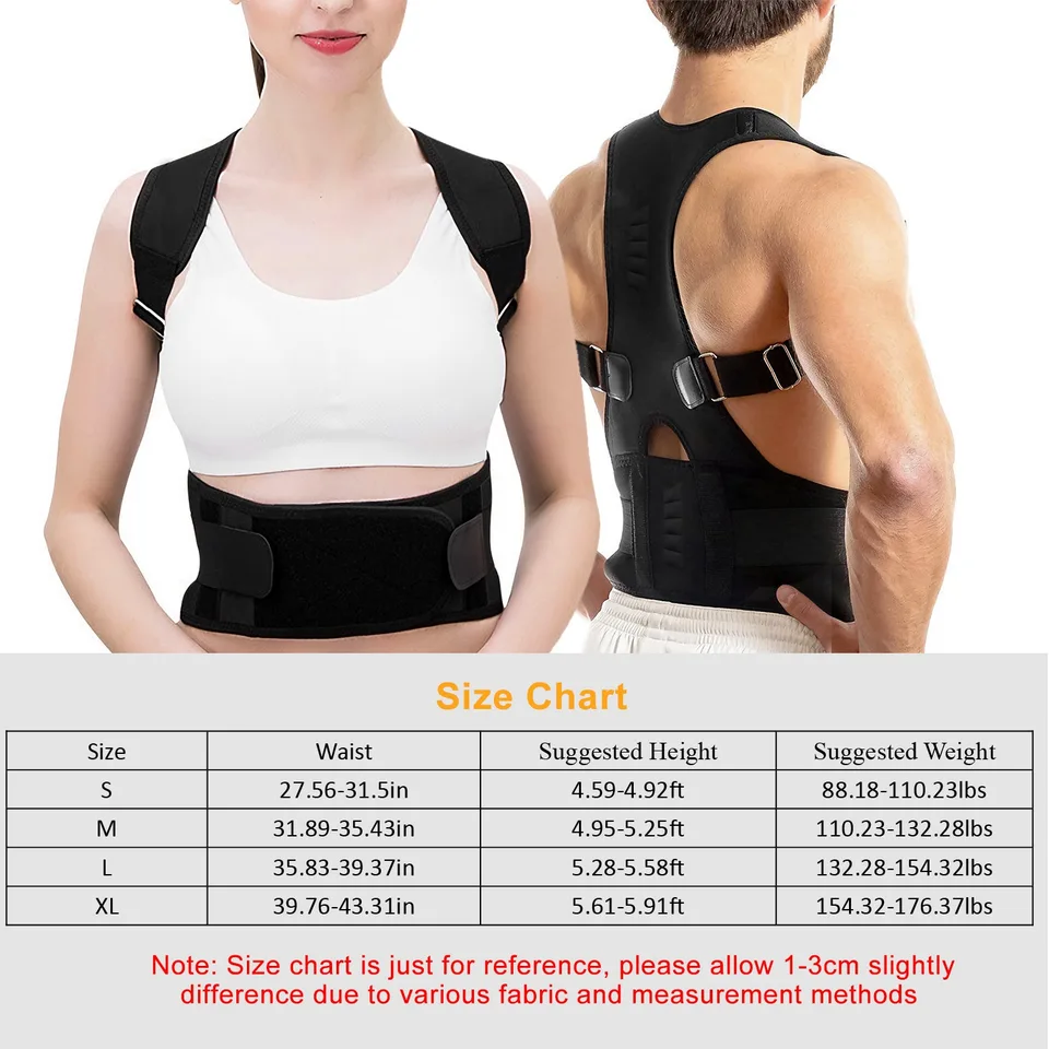 Unisex Posture Corrector Support Magnetic Lumbar Back Posture Support Belt Adjustable Upper Back Braces Clavicle Shoulder Brace Belt Pain Relief Therapy view 4