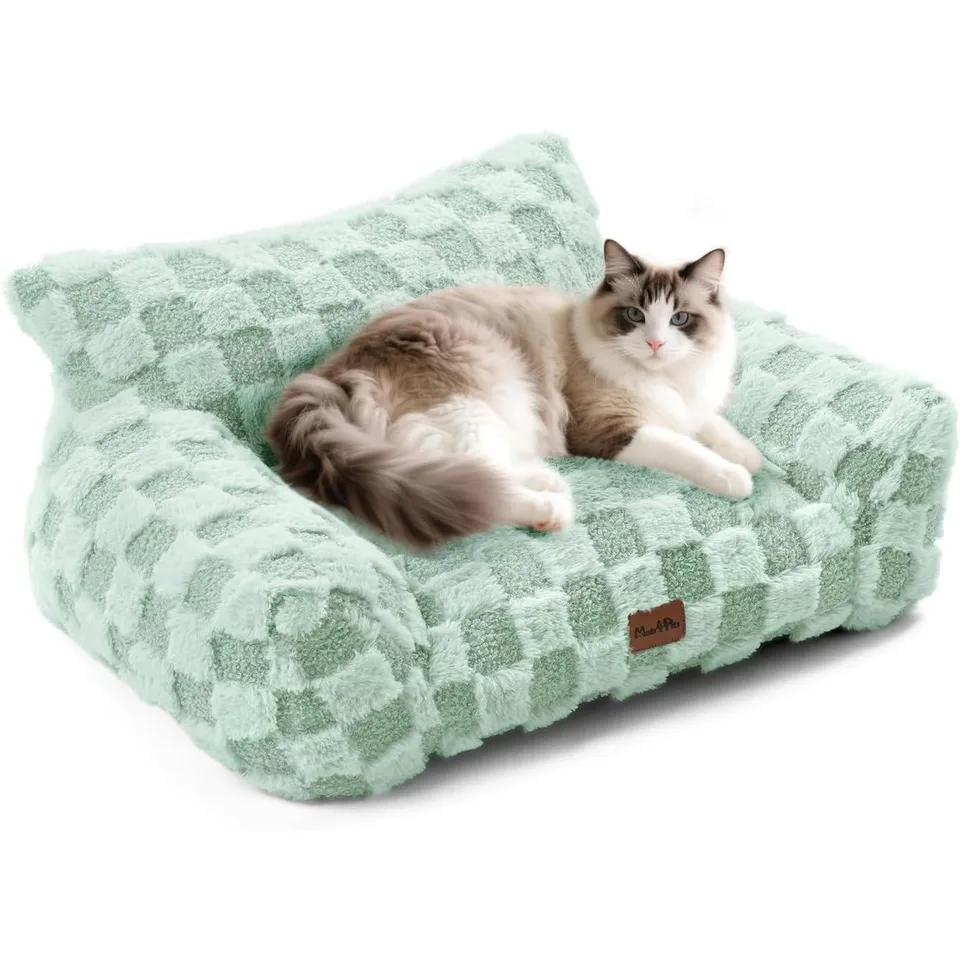 Made4Pets Medium Sage Green Plaid Pet Sofa Bed,Pickup Only