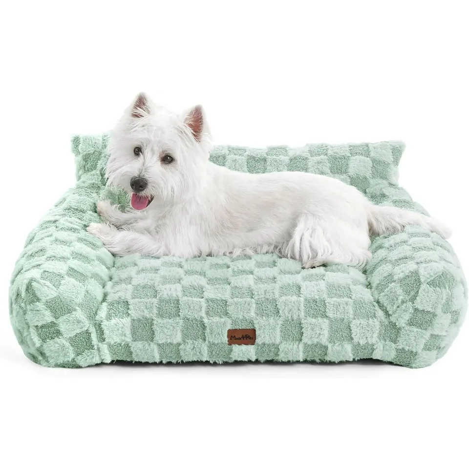 Made4 Pets Medium Sage Green Plaid Pet Sofa Bed,Pickup Only view 4