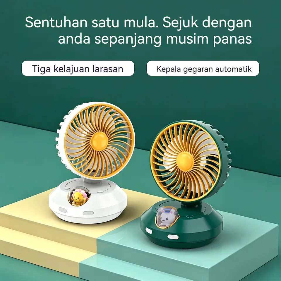 Shaking Head Fan White Li-On Rechargeable view 4
