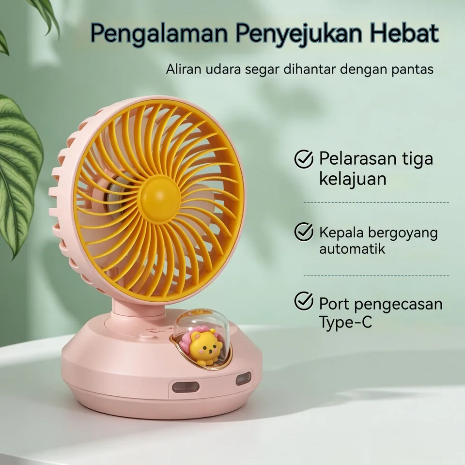 Shaking Head Fan P Ink Li-On Rechargeable view 2