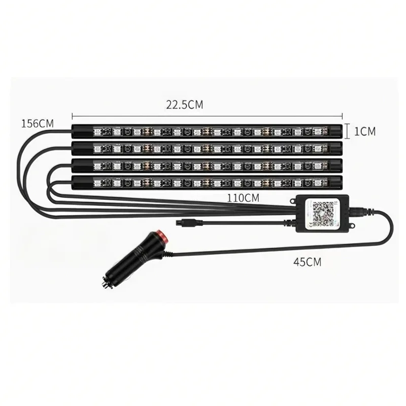Car LED Strip Lights Kit, Auto Interior Ambient RGB LED Strip Atmosphere Car Decorative Lamp With Bluetooth Music Sync App Remote Control view 3