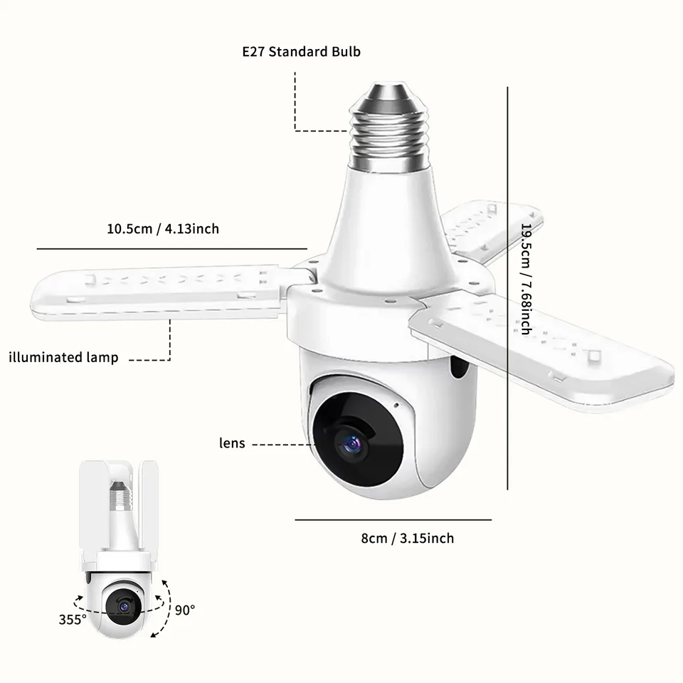 Only Self Pickup---Surveillance Camera Three-leaf Fan Bulb view 5
